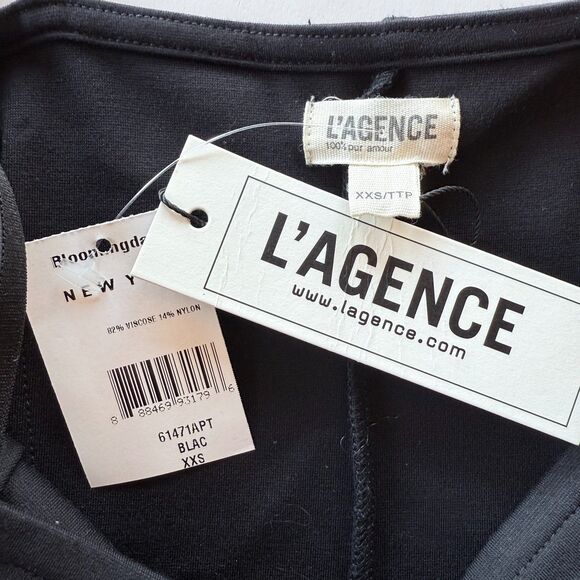 NWT L'Agence Delina Spaghetti Strap Mini Sheath Dress in Black Size XXS - Picture 11 of 16